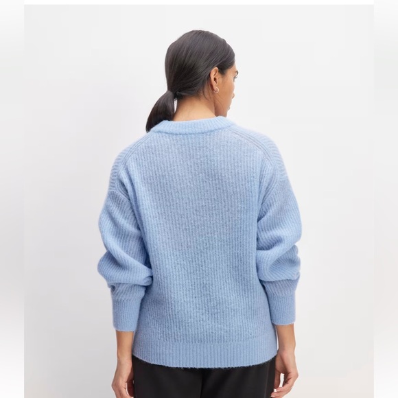 EVERLANE The Alpaca Crew Chambray Blue Sweater Size XXL - Picture 3 of 11